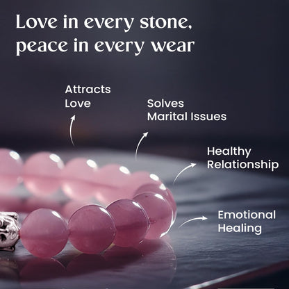 Astrotalk Rose Quartz Bracelet with Buddha Charm | Promotes Love, Healing & Inner Peace | Healing Astrology Bracelet for Women | Certificate of Authenticity
