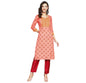 anubhutee Women's Orange Ethnic Printed Straight Kurta