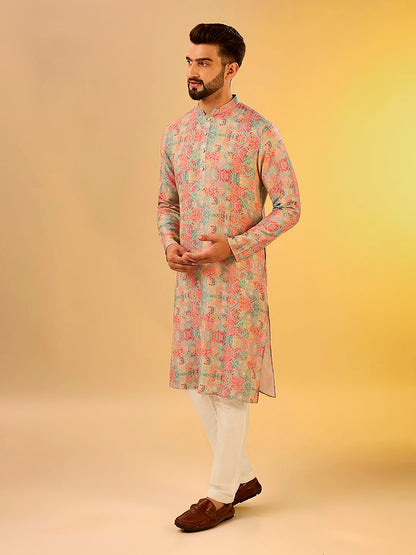 Kisah Mens Printed Cotton Blend Kurta  Traditional Ethnic Wear Kurta For Men For Weddings & Festivals Multicolour