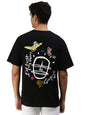 Veirdo Mens Back Typography Cotton Round Neck Short Sleeve Oversize T-Shirt