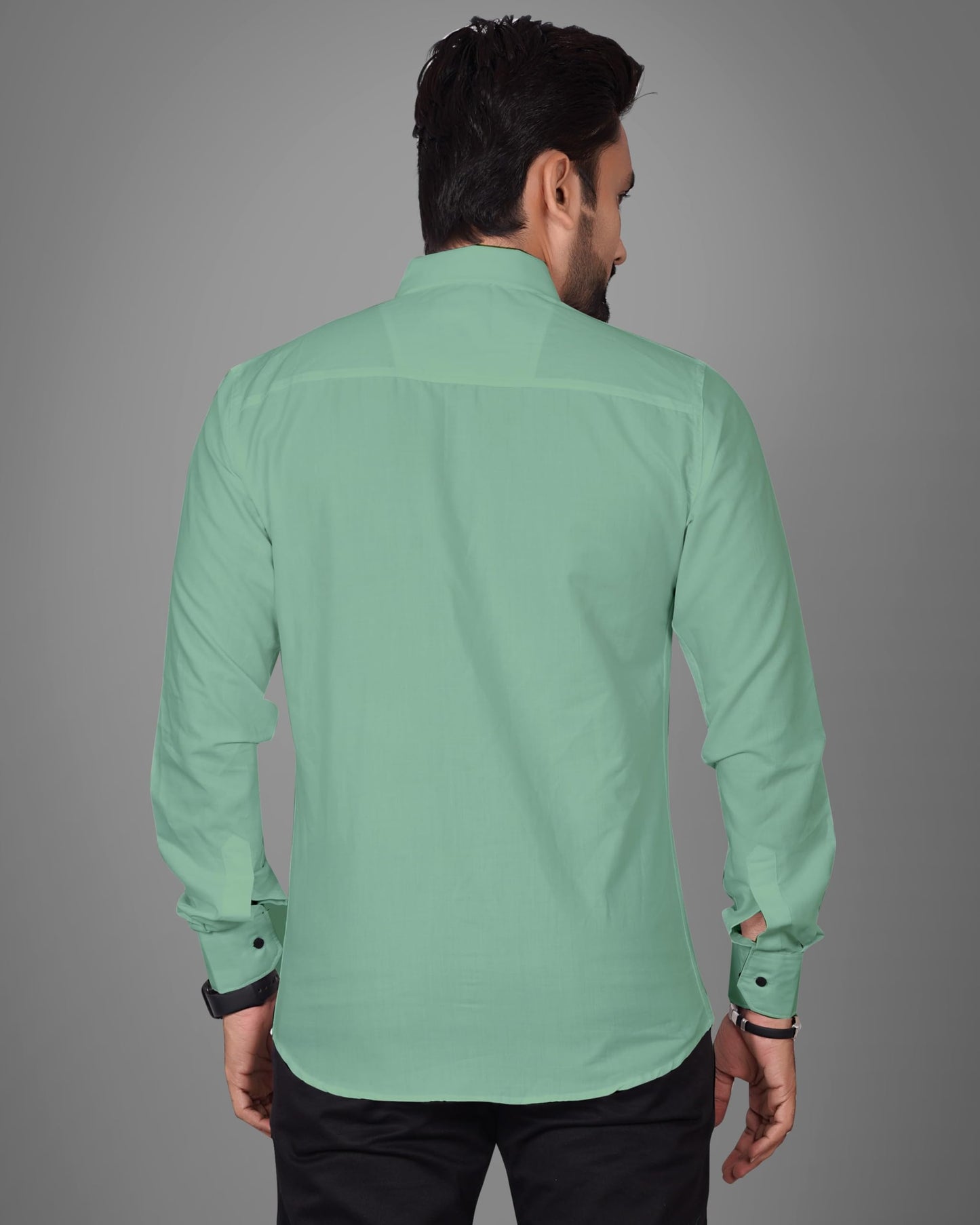 Besix MenS Grey Rayon Blend Full Sleeve Shirt For Man With Tailored Fit Spread Collar And Standard Length - Formal Stylish Wear