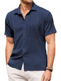 Pinkmint Mens Popcorn Shirt Comfortable Short Sleeve Shirts Casual Textured Shirt (Pack of 1) Grey