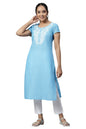 Aurelia Women Ice Blue Cotton Geometric Printed Straight Kurta_22Aua13345Ss-505796_M