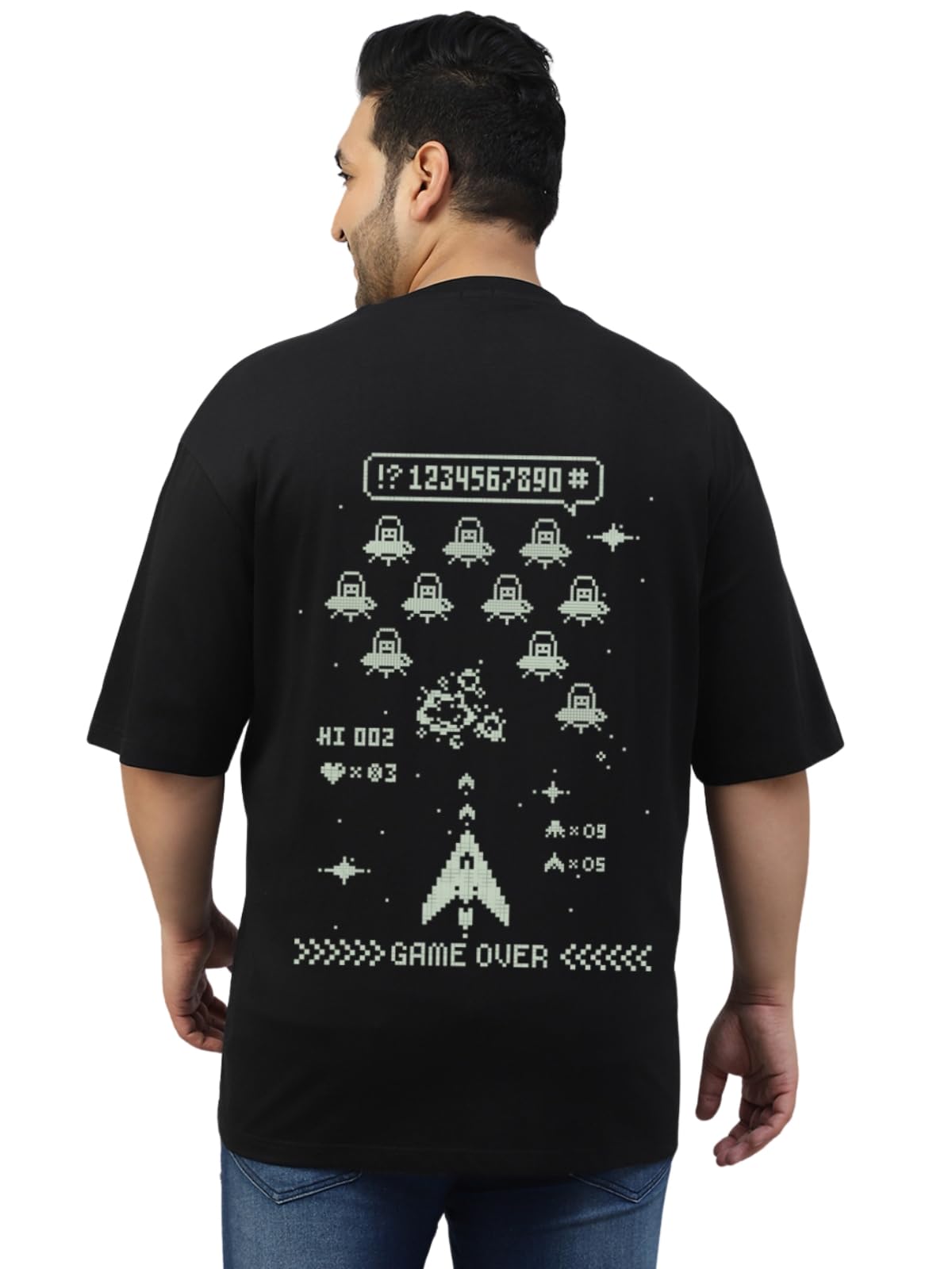 Veirdo Mens 100% Cotton Oversized Baggy Fit Drop Shoulder Back Graphic Printed T-Shirt
