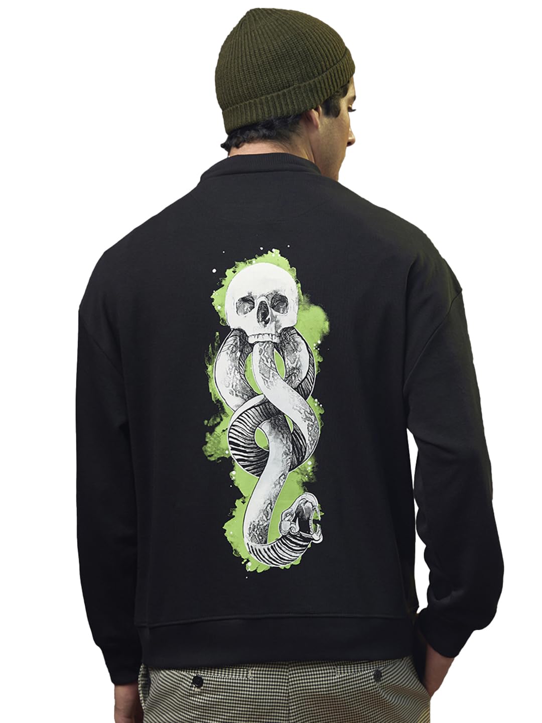 Bewakoof Official Harry Potter Merchandise MenS Graphic Printed Oversized Sweatshirt_ 625613_Black_Xl