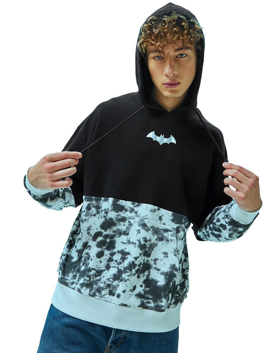 Bewakoof Official DC Merchandise Mens Color Block Oversized Hoodie_597141_Black_M