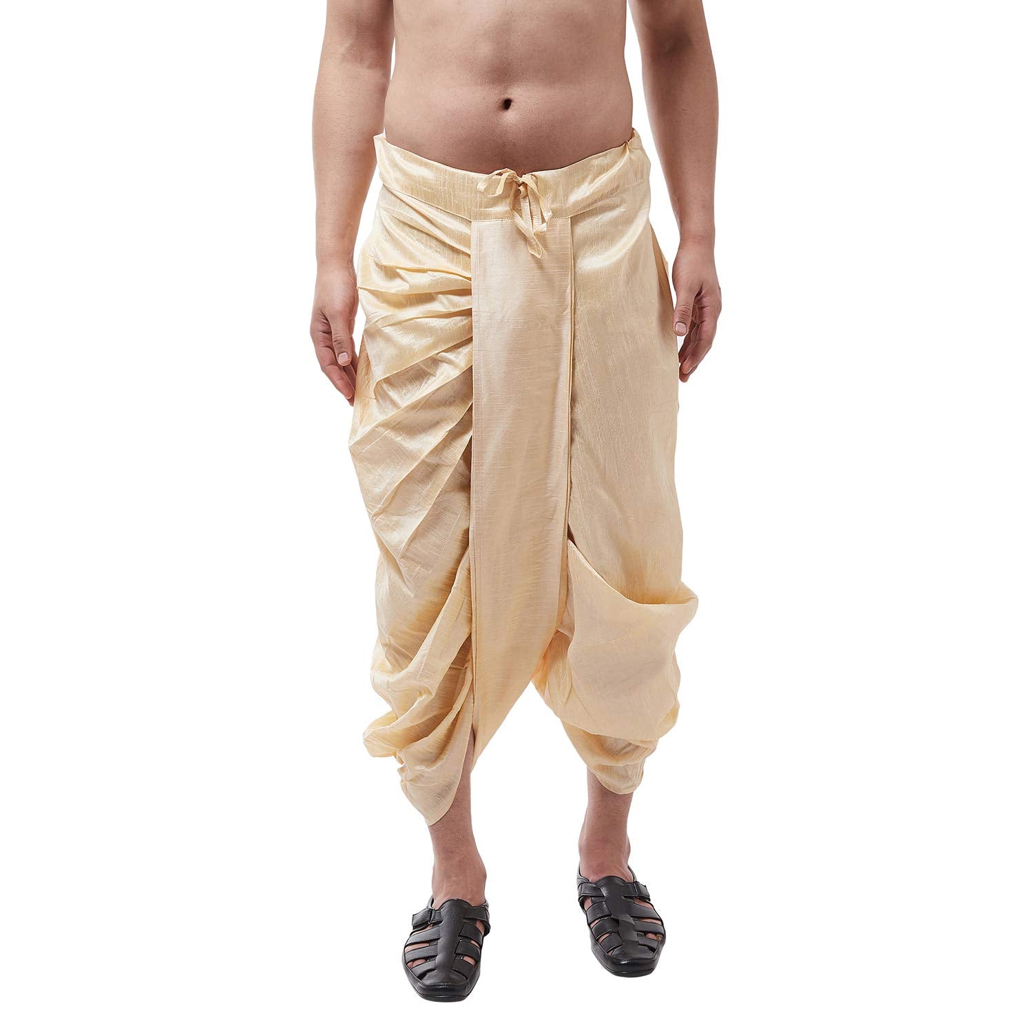 SOJANYA (Since 1958 Men's Silk Blend Beige Stitched Dhoti, Size: FreeSize