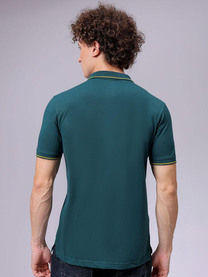 The Indian Garage Co Men Slim Fit Solid Polo Collar Tshirt