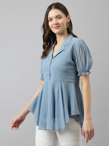 Toochki WomenS Solid Regular Fit Shirt (Toochki165-Tp_Light Blue
