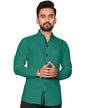Besix MenS Green Cotton Blend Full Sleeve Shirt For Man With Tailored Fit Spread Collar And Standard Length - Formal Stylish We