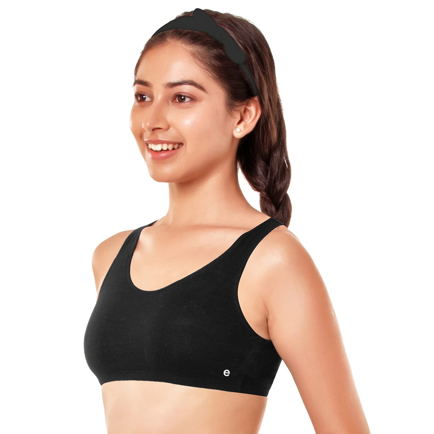Enamor Womens Wide Strap Stretch Cotton Non-Padded Antimicrobial Beginners Pop-on Wireless Teenager Bra Full Coverage Bra - BB0