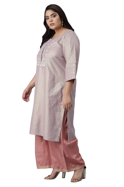 W for Woman Women's Cotton Straight Fit Shimmery Straight Kurta