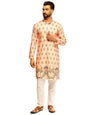 SOJANYA (Since 1958 Men's Cotton Daman Print with Krochet Embroidered Peach Kurta and Pyjama