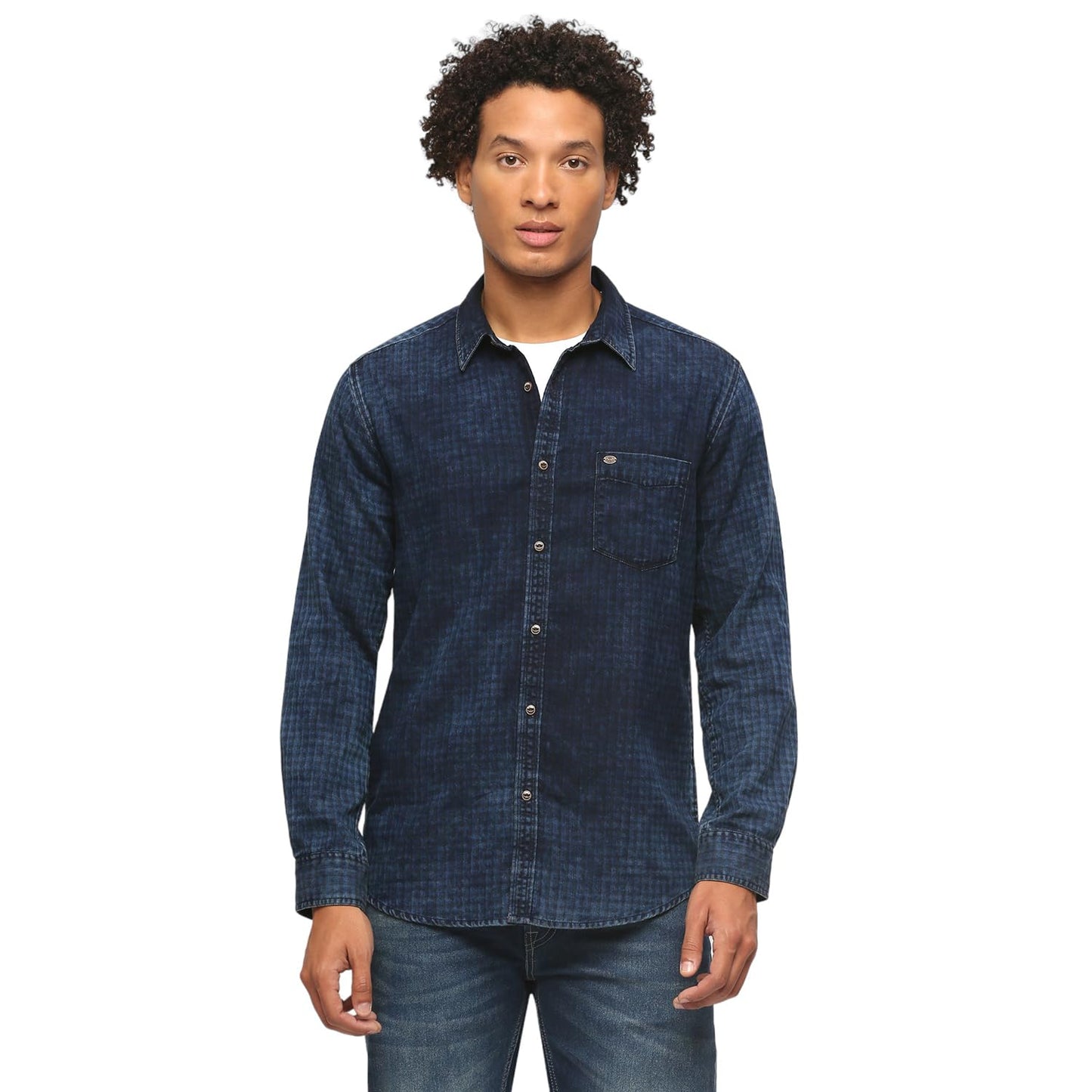 Pepe Jeans MenS Checkered Regular Fit Shirt (Pm308372_Indigo Blue
