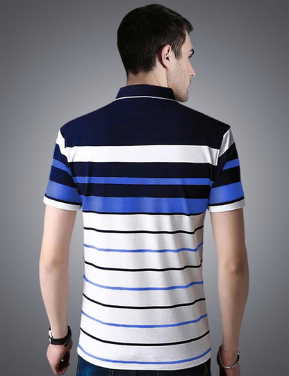Noble Monk MenS Regular Fit Polo Neck T-Shirt | Half Sleeve | Stripe On Chest | Collared Neck Tshirt For Men