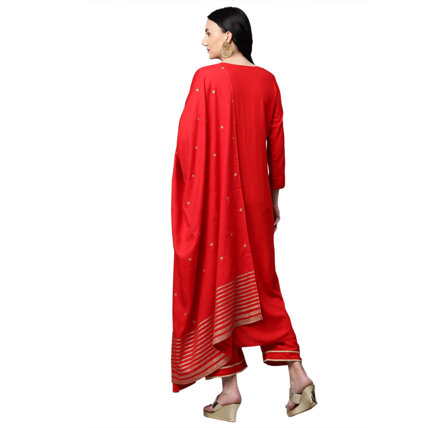 GoSriKi Cotton Womens Kurta & Palazzo & Dupatta