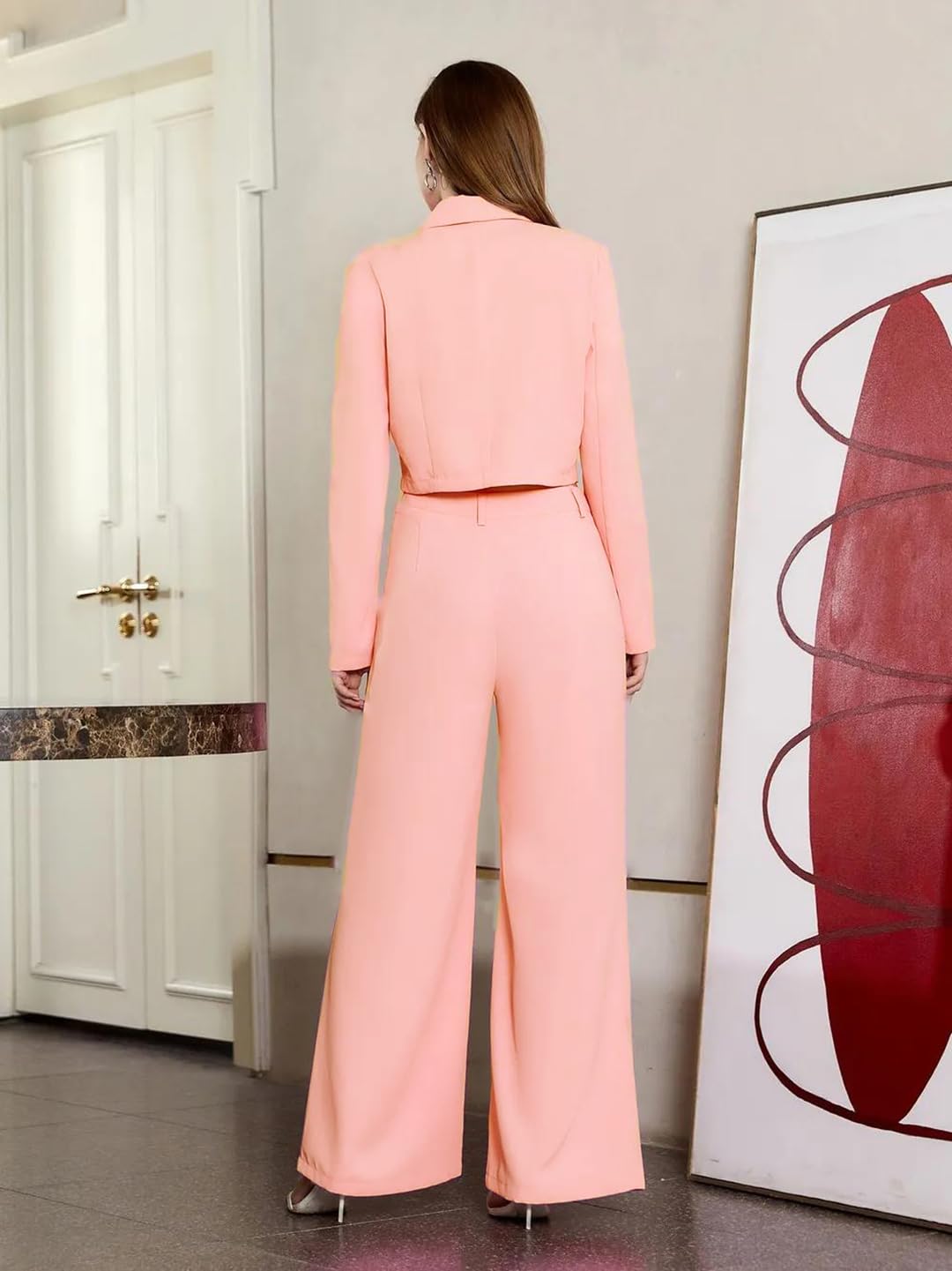 Kotty WomenS Solid Relaxed Fit Full Sleeve Co-Ord Blazer And Trouser Set.