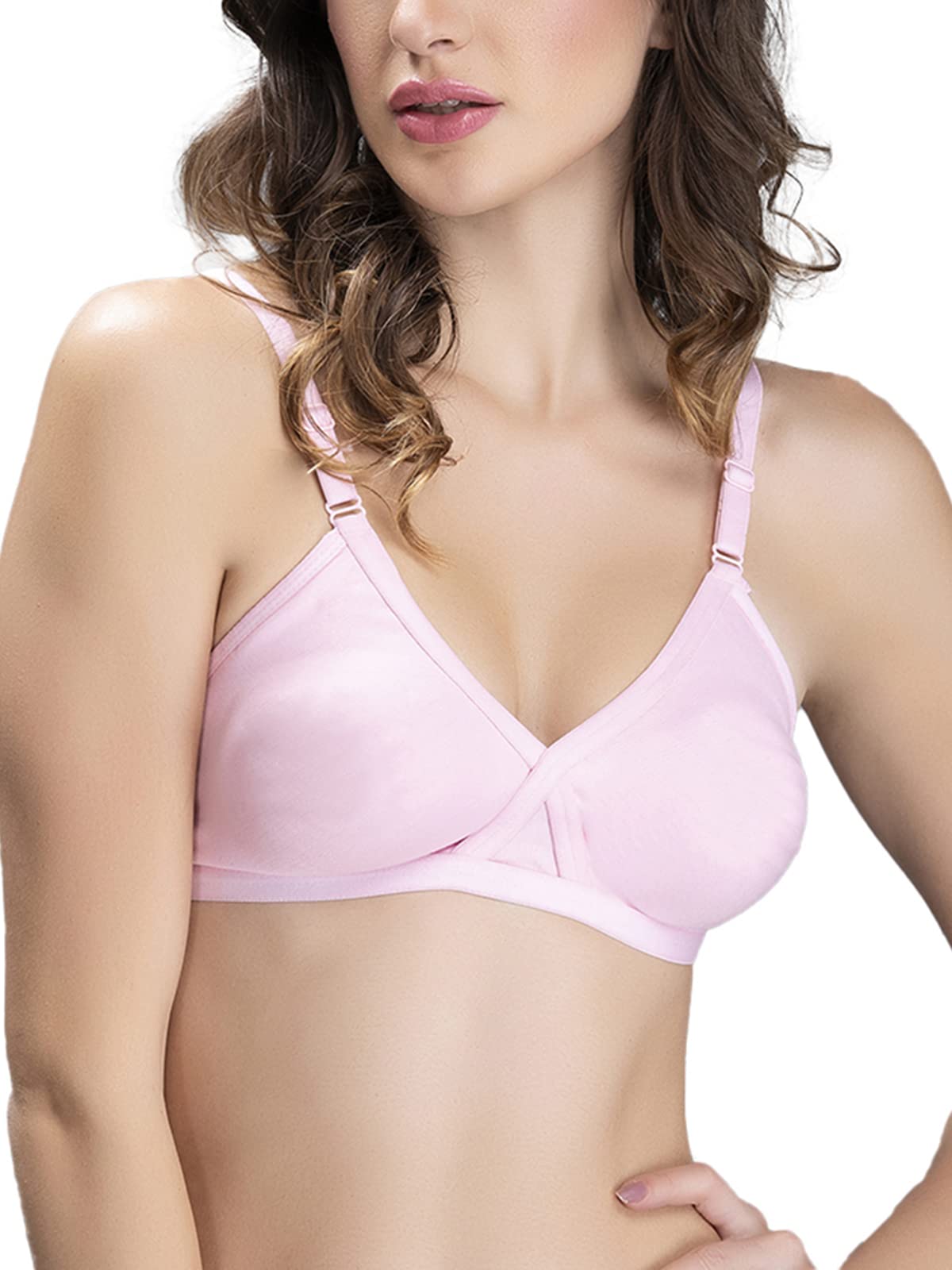 Clovia Womens Cotton Non Padded Wire Free Full Coverage Bra Pink
