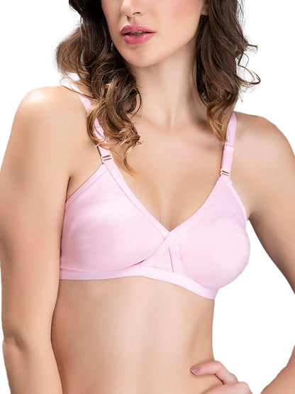Clovia Womens Cotton Non Padded Wire Free Full Coverage Bra Pink