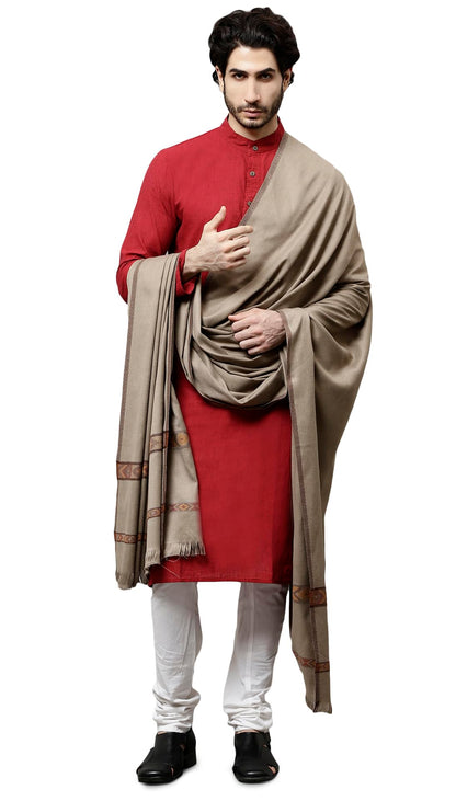 Weavers Villa Mens Kullu Design Wool Blend Lohi/Shawl, 120cm x 240cm