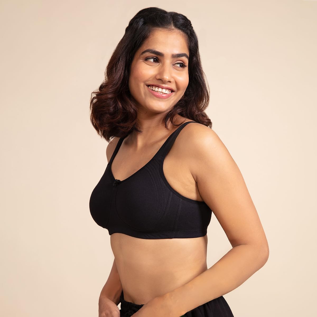 NYKD Everyday Cotton Bra for Women - Encircled with Love | Non-Padded | Wirefree | Full Coverage with Side Support Shaper (NYB16