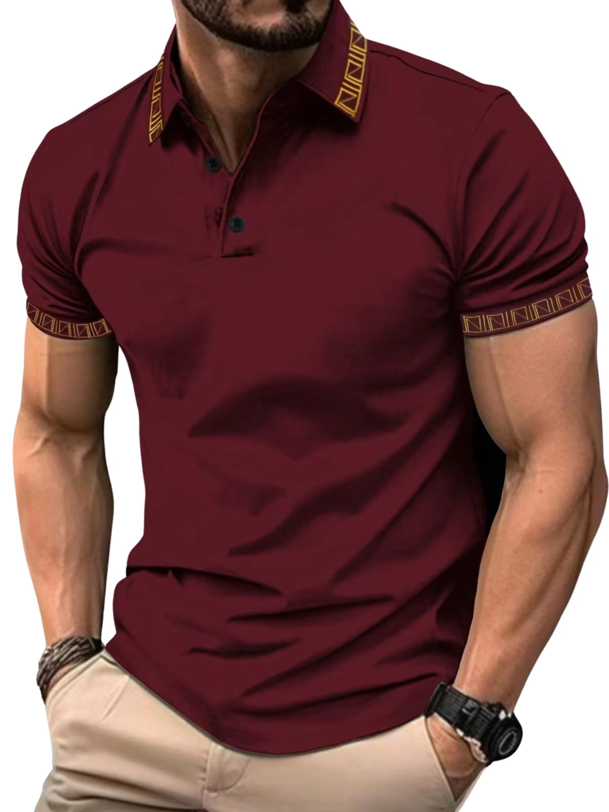 Greciilooks Solid Regular Fit Polo Casual For Men Stylish Latest | Half Sleeve T Shirt Maroon