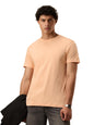 The Souled Store Peach Men and Boys Short Sleeve Round Neck Solids Regular Fit Cotton Supima T-Shirts