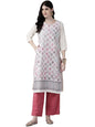 Aarika Womens Cream-Pink Color Cotton Kurti