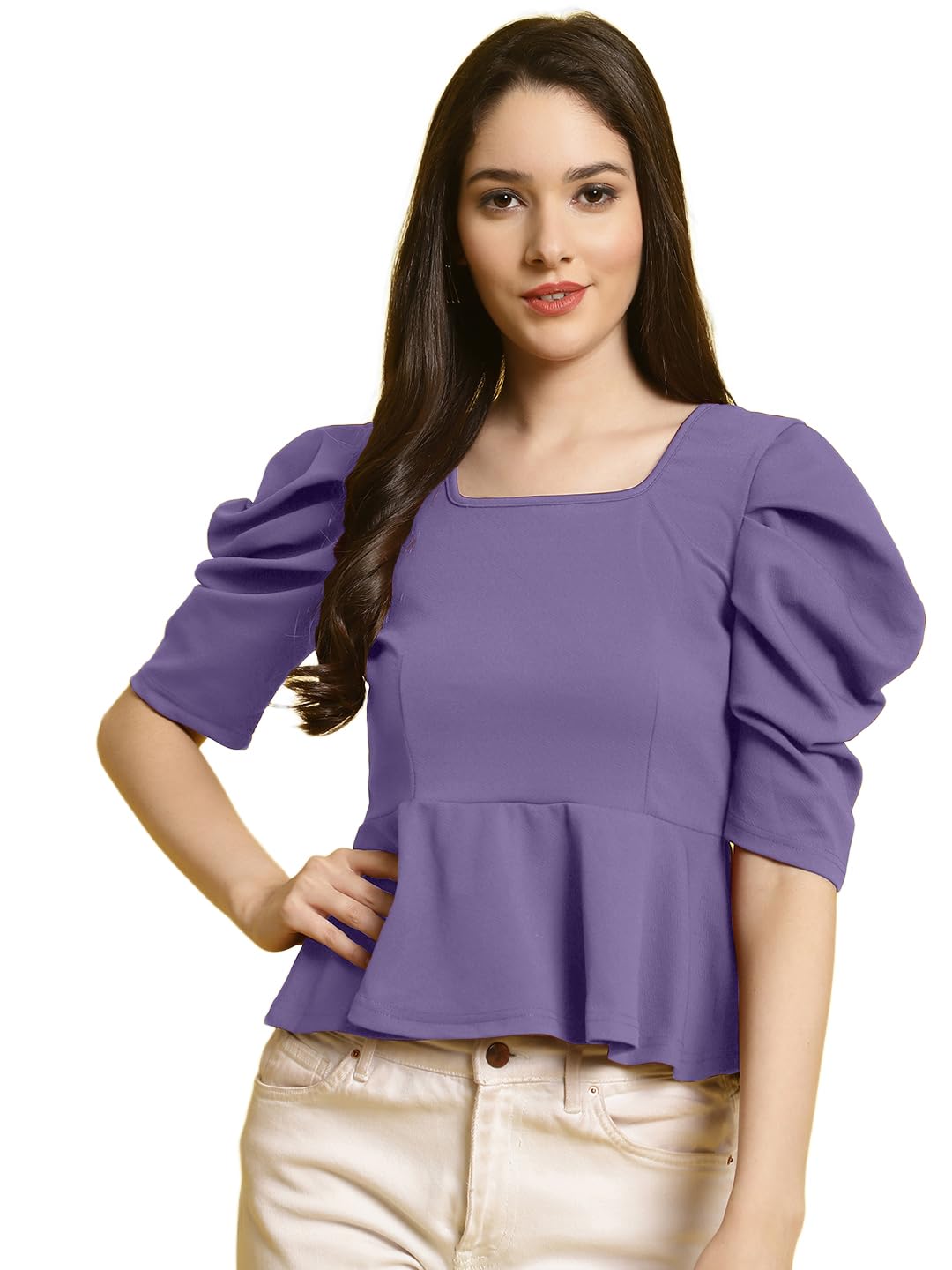 Tee Projekt Womens Casual Trendy Top with Stylish Short Puff Sleeves ll Soft & Stylish Womens Tee