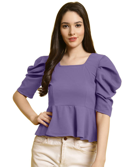 Tee Projekt Womens Casual Trendy Top with Stylish Short Puff Sleeves ll Soft & Stylish Womens Tee
