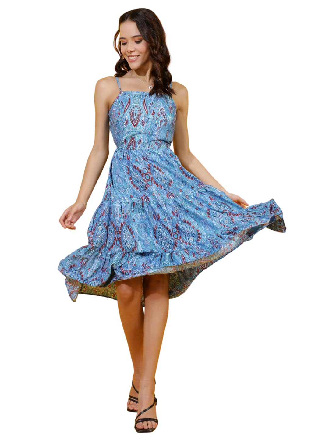 Kotty WomenS Printed Fit And Flare Dress(Multicolored,M)