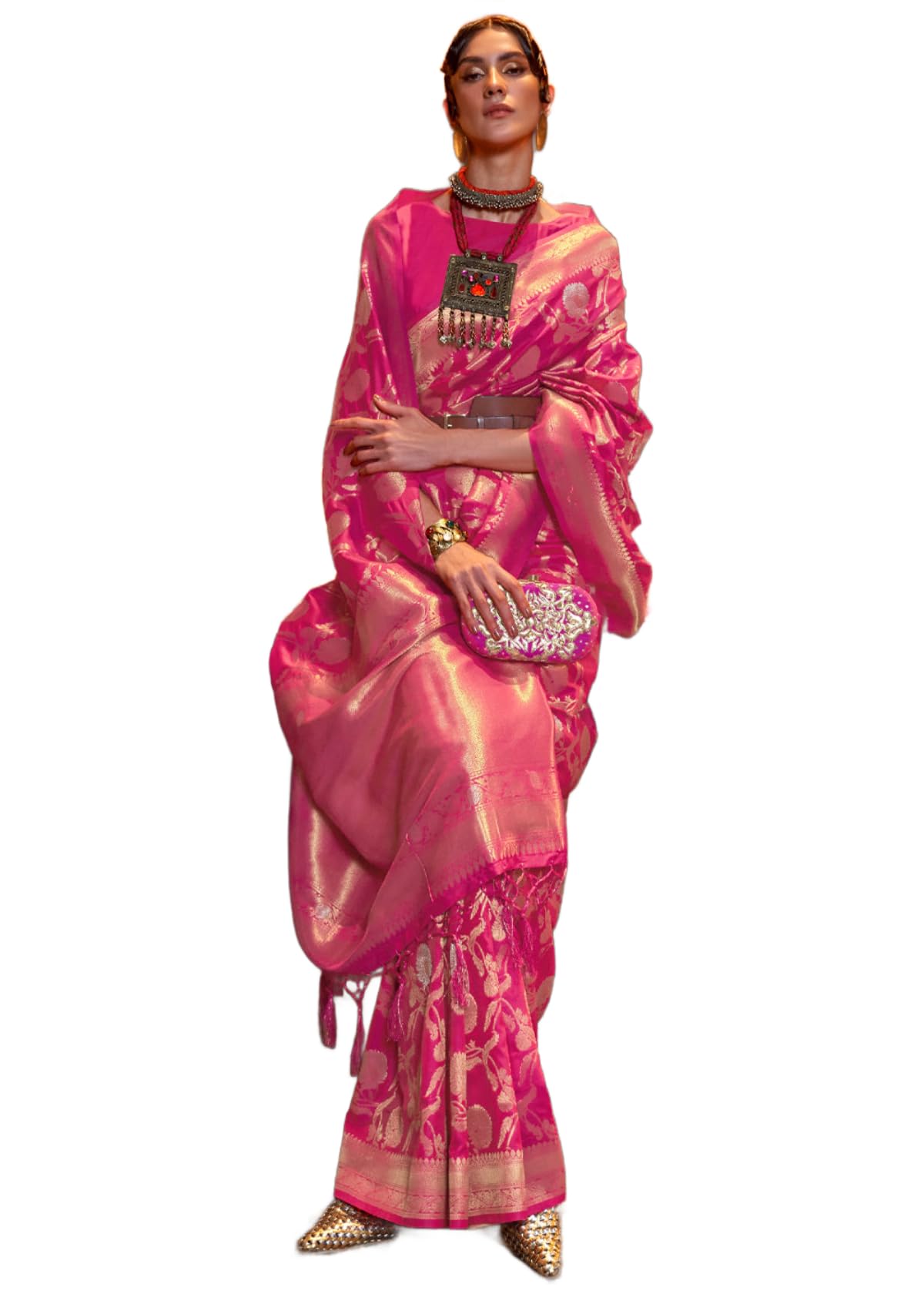 Madhuhansh WomenS Pure Kanjivaram Silk Saree With Unstitched Blouse Piece Soft Silk Fabric Jacquard And Zari Woven Stylish Sari