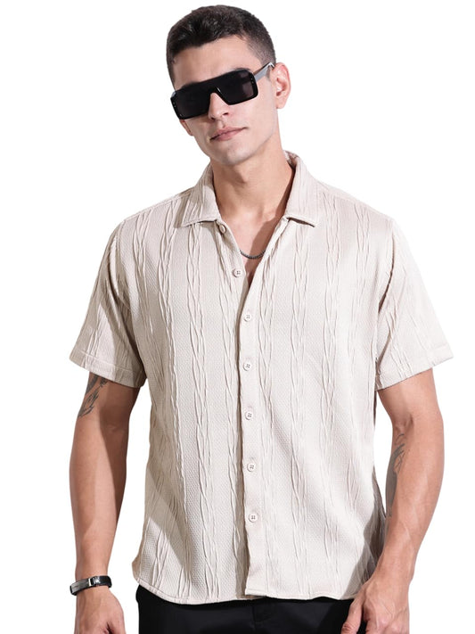 Thomas Scott Mens Solid Oversized Fit Shirt (TS1691_Beige