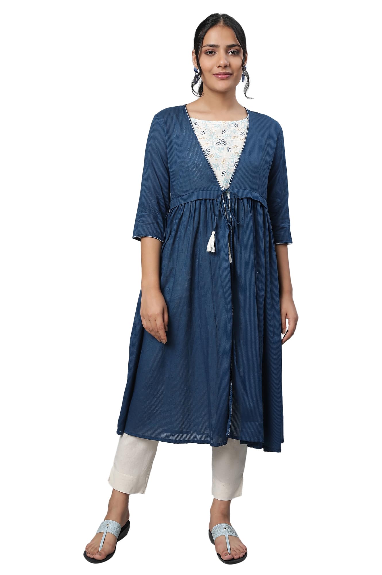 Aurelia Women's Cotton Kurta & Gillet & Trouser (23FEAS14271-604589_Grey
