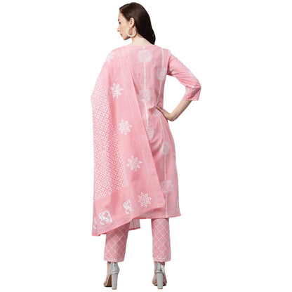 anubhutee Women's Pure Cotton Straight Printed Kurta Trousers with Dupatta