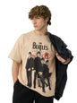 The Souled Store The Beatles: Anthology Men and Boys Short Sleeves Round Neck Beige Graphic Printed Cotton Oversized T-Shirts