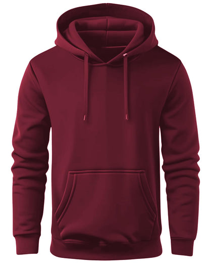 ADRO Men's Cotton Neck Hooded Sweatshirt (H22-M-PLN-MR_Maroon)