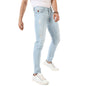 Campus Sutra Mens Classic Light Blue Light-Washed Distressed Patterned Denim Jeans, Regular Fit, Premium Stretchable Cotton Mid