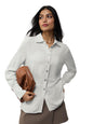 The Souled Store Side Rouching Shirt: Off White Women and Girls Long Sleeves Collared Neck Button Front Slim Fit Viscose Shirts