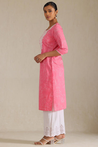 Soch WomenS Cotton Botanical Regular Kurta (Cws5Ku61167_Blush Pink