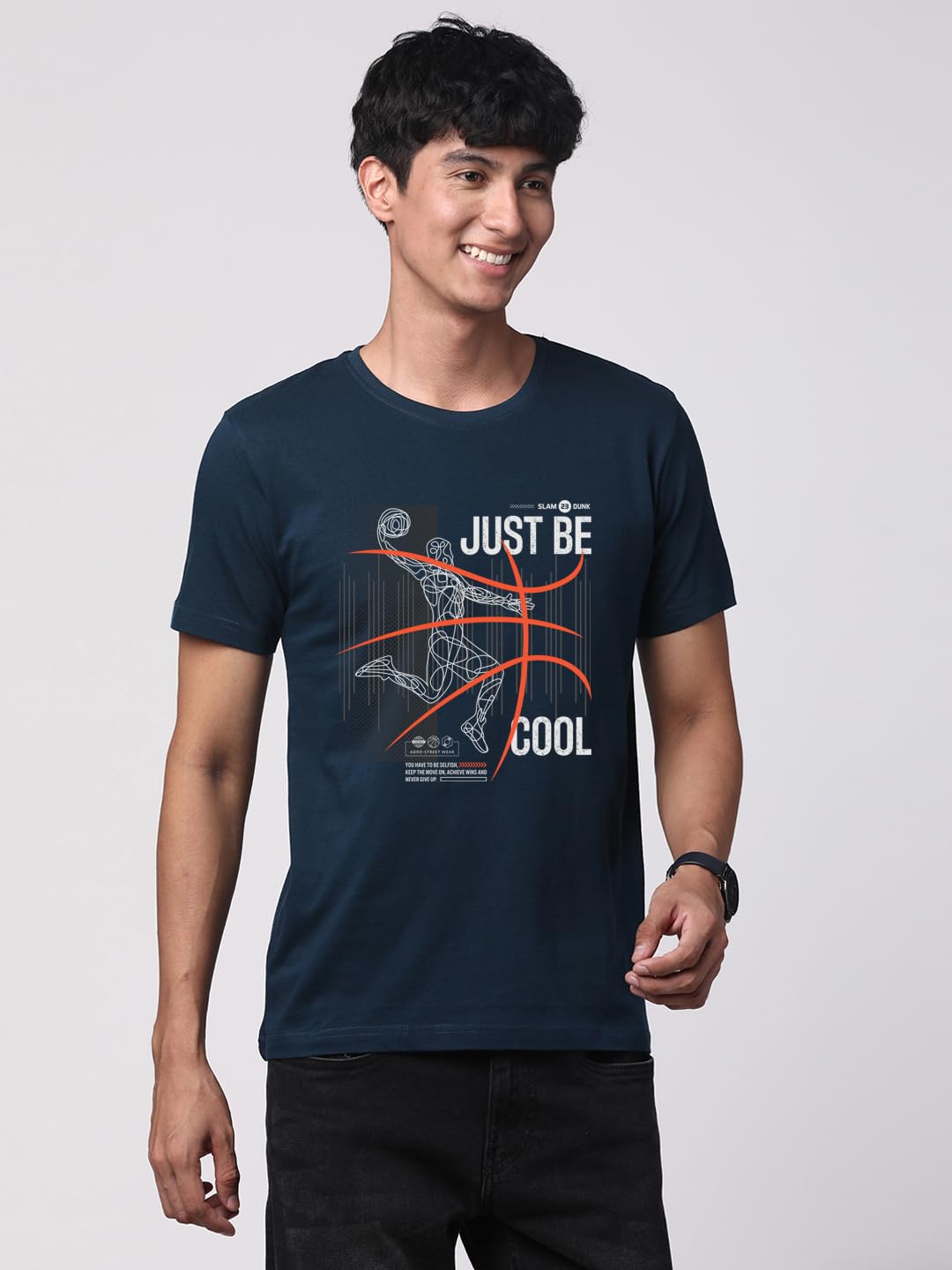 ADRO Men's Graphic Printed 100% Cotton T-Shirt - Regular Fit, Printed T-Shirts for Men (RN24-BCL-SB_Teal)