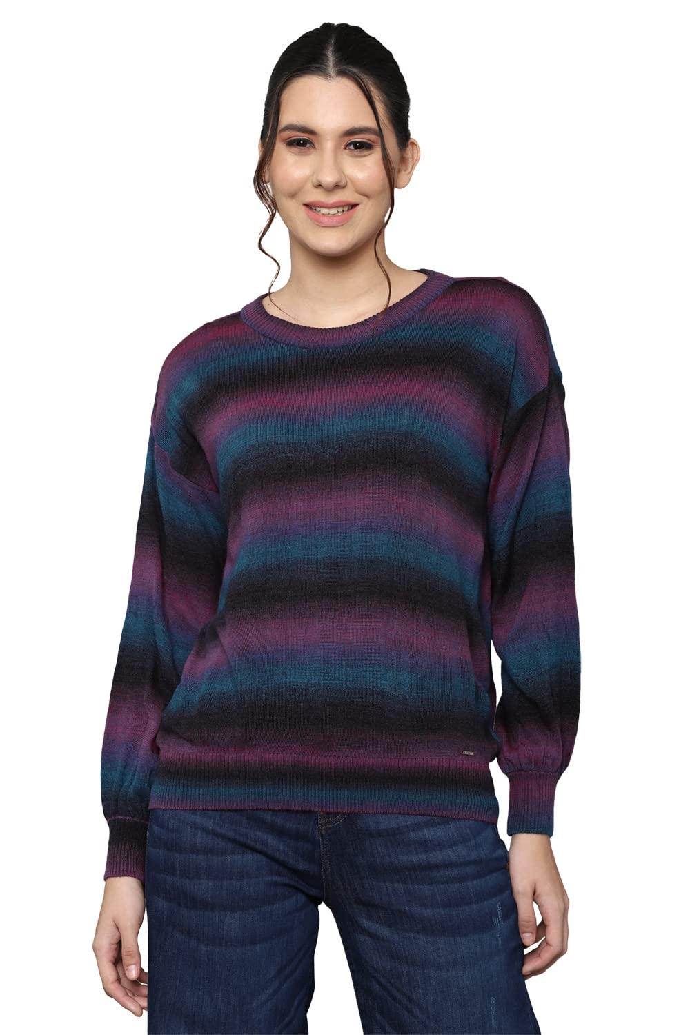 Allen Solly Women Striped Casual Round Neck Shrug