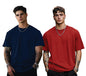 Veirdo Mens Oversized Baggy Fit Drop Shoulder Short Sleeve Round Neck Solid Cotton T-Shirt