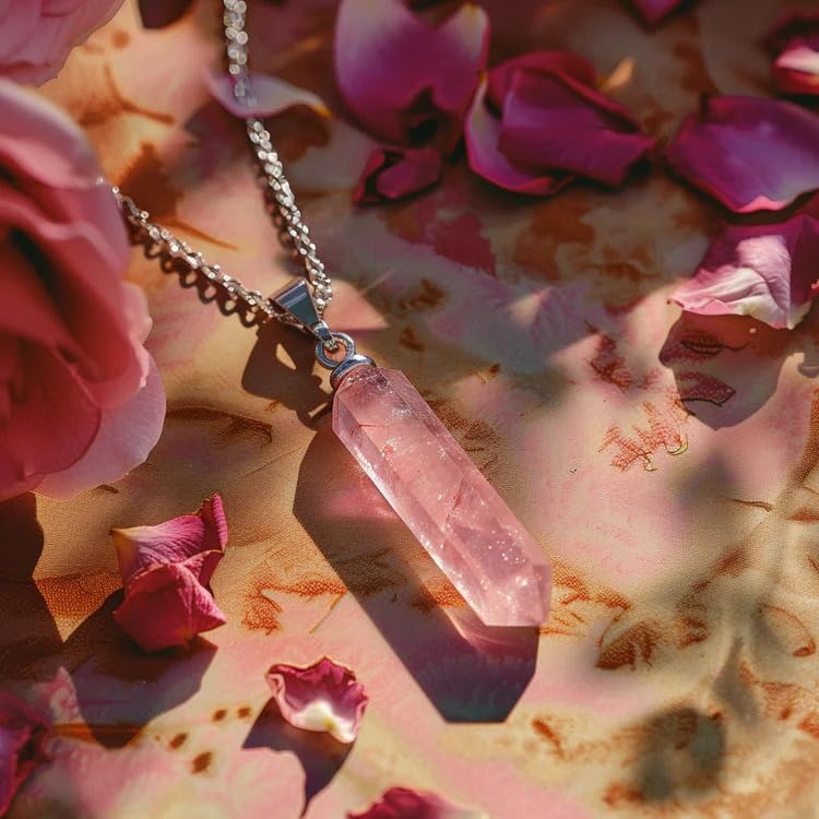 Astrotalk Love Attraction Pencil Pendant | Heart Chakra Healing & Relationship Strengthening | Rose Quartz Pendant for Women | Gift for Women | Valentine Gift for Girlfriend