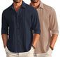 Deelmo Combo Of MenS Casual Button Down Shirts Long Sleeve Linen Shirt Fashion Textured Summer Shirts Pack Of 2