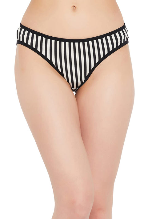 Clovia Womens Low Waist Striped Bikini Panty (PN2810G18_White_XXL)