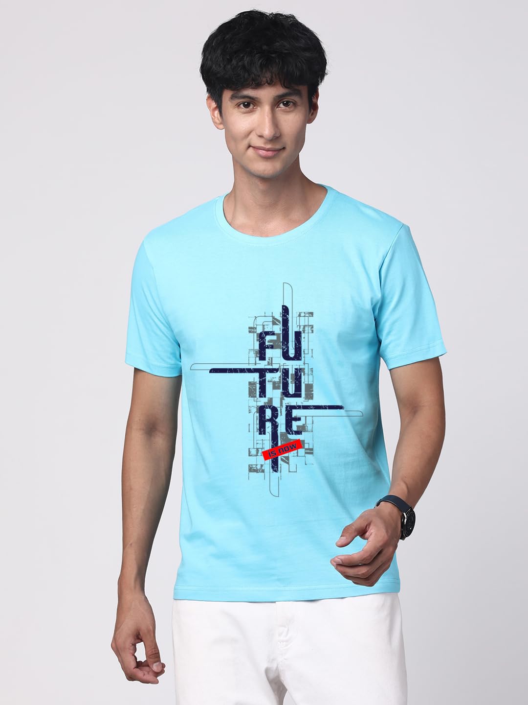 ADRO Men's Graphic Printed 100% Cotton T-Shirt - Regular Fit, Printed T-Shirts for Men (RN24-FTR-MI_Mint)