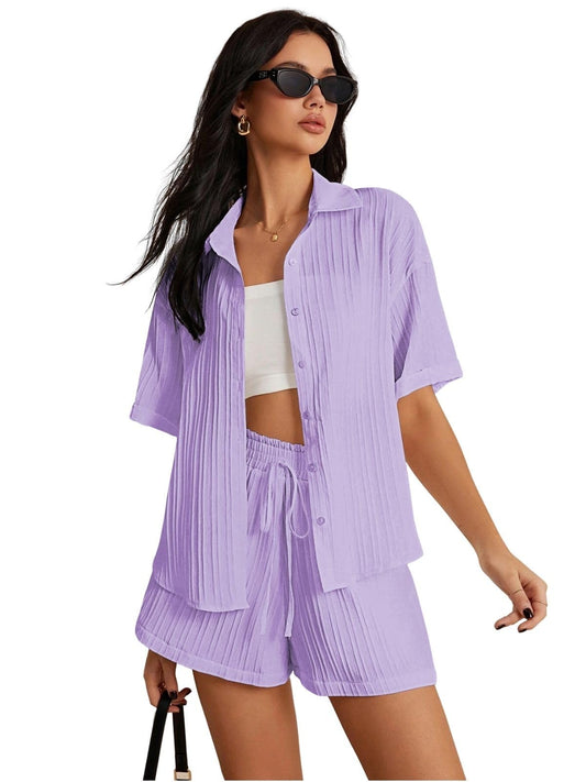 Leriya Fashion WomenS Poly Lycra Blend Solid Regular Western Co Set (Lf-W.Co-Ord Set-W2274&Sh305_Purple