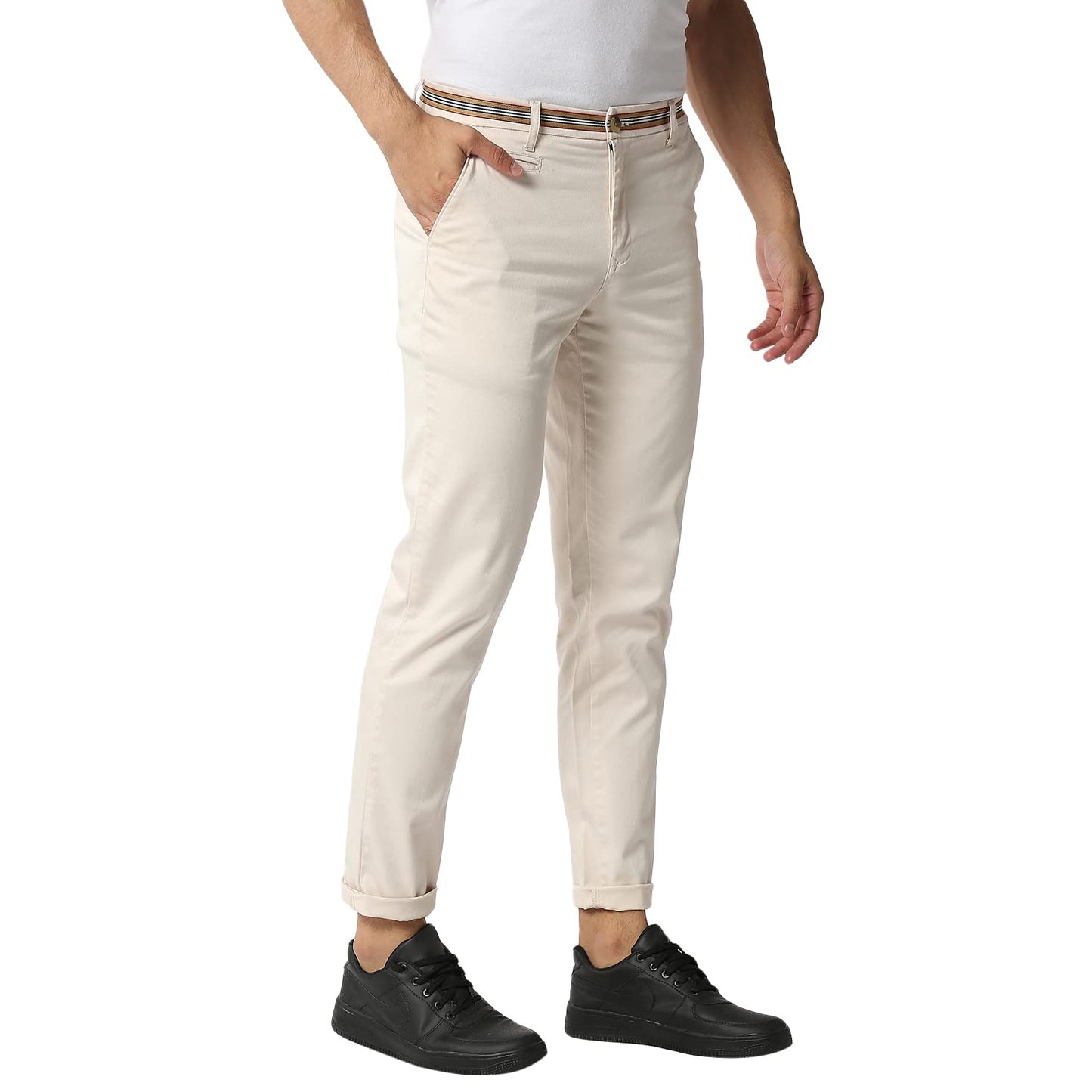 Thomas Scott Mens Solid Slim Fit Trouser Fawn