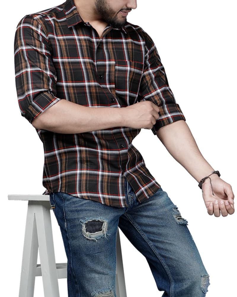 Noble Monk MenS Regular Fit Shirt | Checkered | Full Sleeves | Casual Shirt For Men